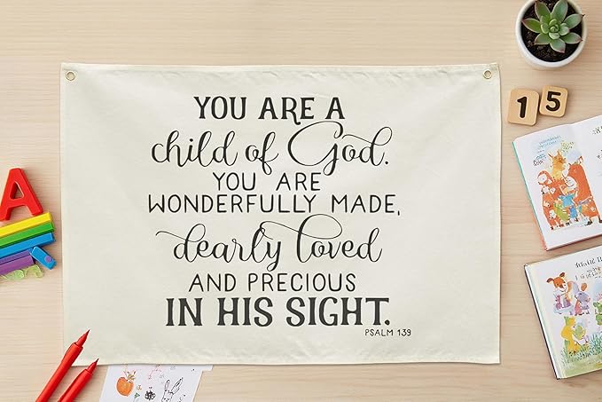 Nursery Wall Decor-Rectangular Canvas Banner Flag Wall Decor for Baby Boy Girl Kids,Nursery Above Crib Bedroom Reading Room Playroom Decor-You are a Child of God-Baby,Shower Birthday Christmas Gift