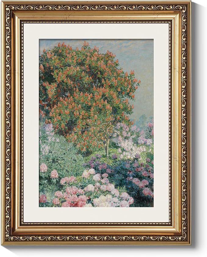 ARPEOTCY Vintage Gold Framed Wall Art, Nature Flower Garden Retro Paintings, Aesthetic Canvas Prints Artwork with Frame, Classical Victorian Wall Decor for Living Room Bathroom Bedroom 11x14 inch