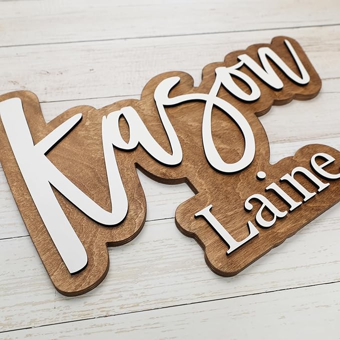 Hickory Hollow Designs Wooden Name Signs for Nursery, Baby Name Sign, Name Signs for Kids Room, Custom Plaque, Nursery Wall Art, (Ella James)