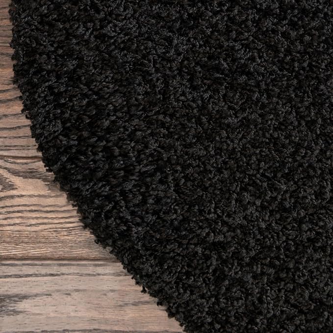 Unique Loom Solid Shag Collection Area Rug (7' 10" x 10' Oval, Jet Black)