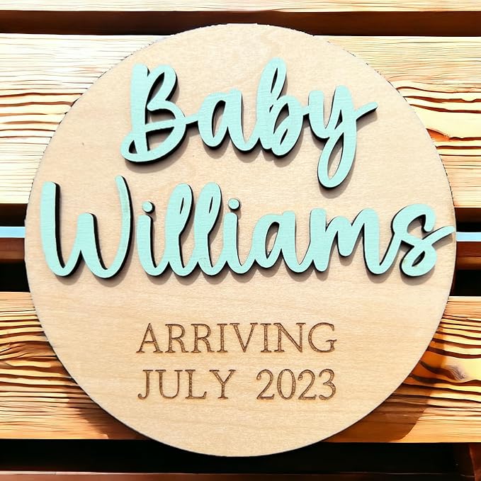 Baby Coming Soon Announcement Personalized Sign with date, Pregnancy Announcement plaque, maternity photo prop, Baby Announcement Sign (Baby Arriving Soon)