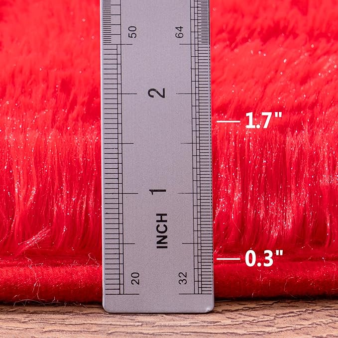 Area Rug 6x9 for Living Room Anti Slip - Fluffy Rug for Bedroom Washable - 6 by 9 Carpet Fuzzy Rugs Indoor Red