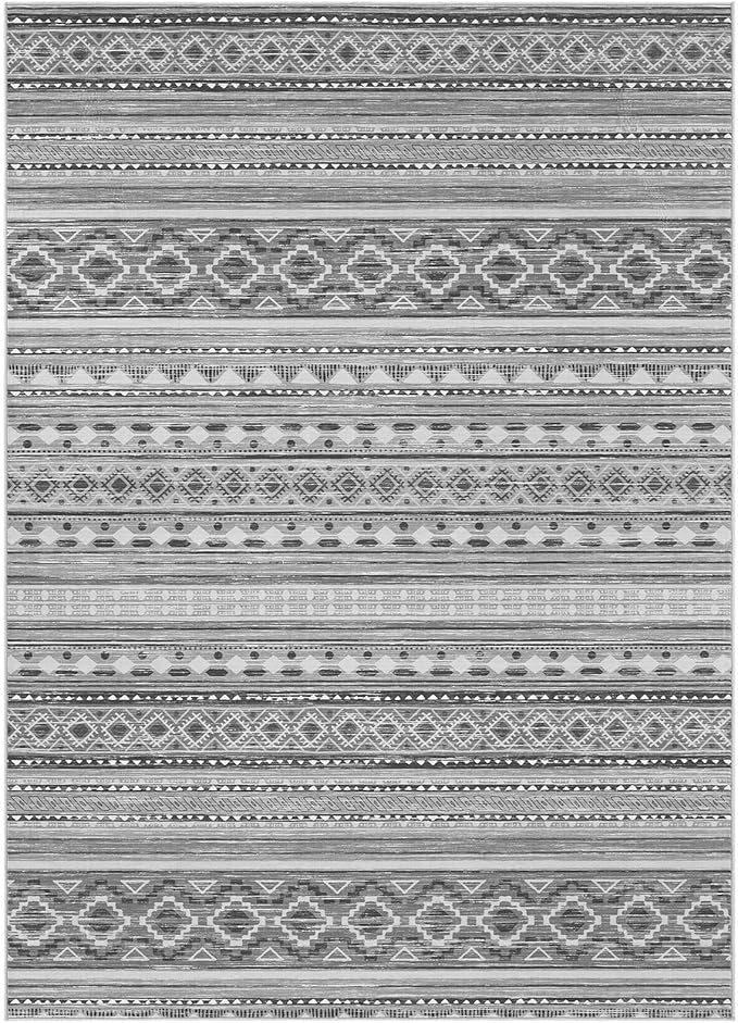 Area Rugs for Living Room Washable Living Room Rug Soft Neutral Indoor Floor Carpet Non-Slip Stain Resistant Modern Boho Rugs for Bedroom Dining Room Kids Room Nursery Office Home Grey/Beige