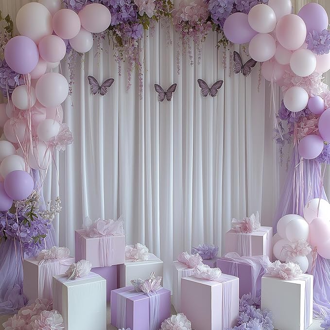 20x10FT White Backdrop Curtains for Wedding Parties, Wrinkle Free Photo Backdrop Curtains for Wedding Birthday Party Baby Shower, Fabric Drape with Rod Pockets 5ft x 10ft, 4 Panels