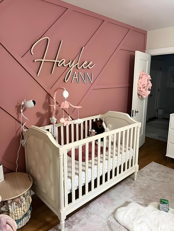 Personalized Name Sign for Nursery - Custom Wooden Name Signs for Kids Room, Personalized Nursery Name Sign - Perfect Baby Room Decor, Wall Name Decoration & Wedding signs, Family Name Signs (First Name & Middle Name)