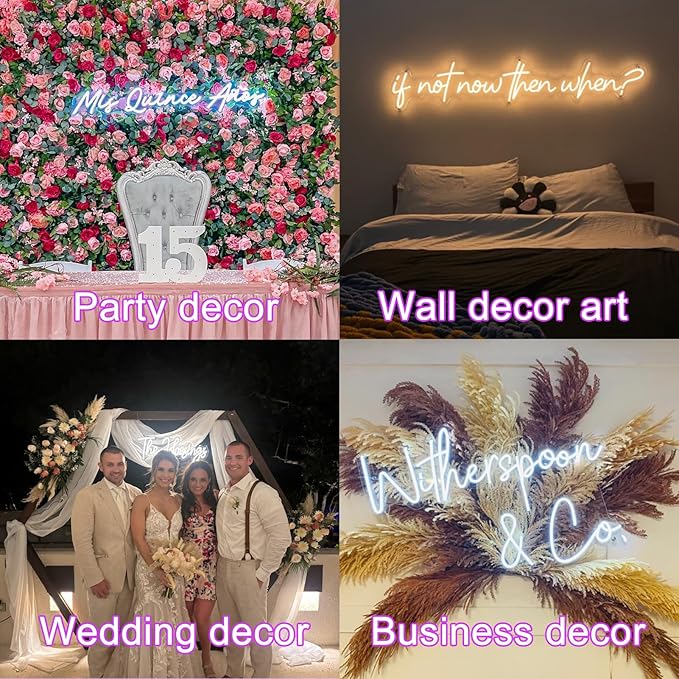 Custom Neon Sign Wedding Last Name, 2026 Xmas Gift Plug/Battery Operated Neon Light Sign Customizable for Backdrop Reception, Personalized Lighted LED Signs for Business, Kids Room Bedroom Wall Decor
