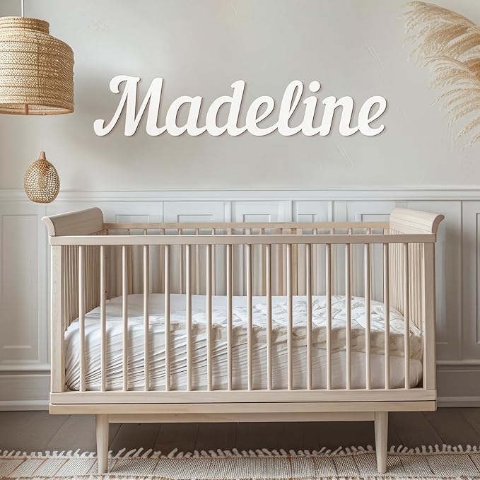 Personalized Name Sign for Nursery - Custom Wooden Name Signs for Kids Room, Personalized Nursery Name Sign - Perfect Baby Room Decor, Wall Name Decoration & Wedding signs, Family Name Signs (Single Name)