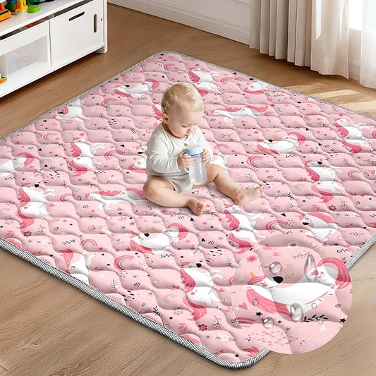 Baby Play Mat 50"x50" Extra Thick Foam Playmat - Water-Resistant Non-Slip Floor Mat & Cushioned Crawling Mat for Babies, Infants & Toddlers for Tummy Time(Unicorn)