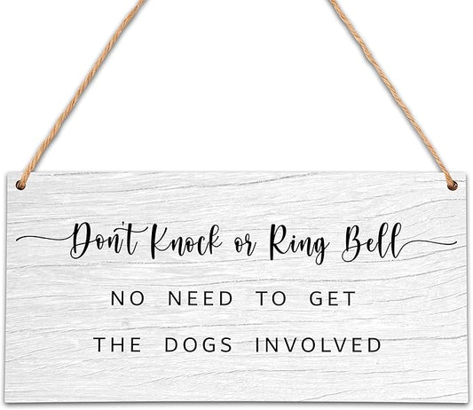 Please Do Not Knock Or Ring Doorbell Wooden Plaque Sign, No Soliciting Warning Reminder Door Decor, Baby Sleeping Signs For Front Door - HF10