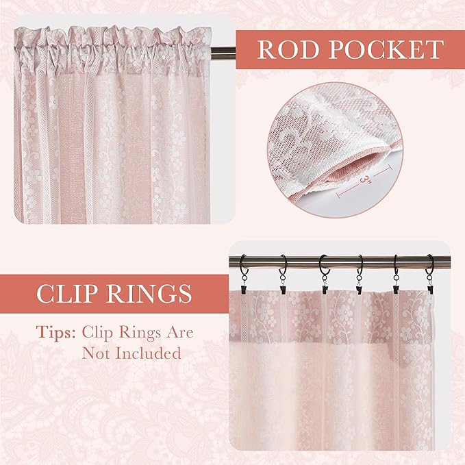 PONY DANCE Linen Pink Curtains for Living Room 84 Inches Long, Farmhouse Thermal Insulated Room Darkening Curtains, Double Layer Curtain for Girls' Bedroom, 52W x 84L, Blush Pink, 2 Panels