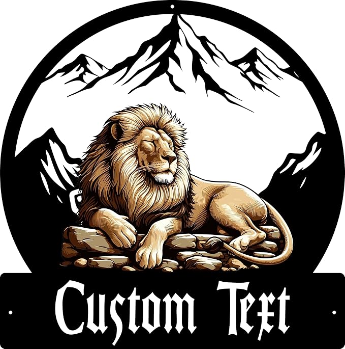 Custom Lion Wall Art, Personalized Name Signs for Home/Nursery/Office, Personalized Metal Signs for Outdoors, Colorful Wild Animal Decor Gift for Boys/Girls/Lion Lovers