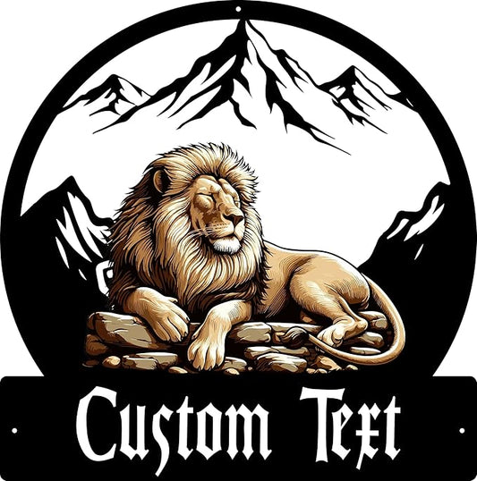 Custom Lion Wall Art, Personalized Name Signs for Home/Nursery/Office, Personalized Metal Signs for Outdoors, Colorful Wild Animal Decor Gift for Boys/Girls/Lion Lovers