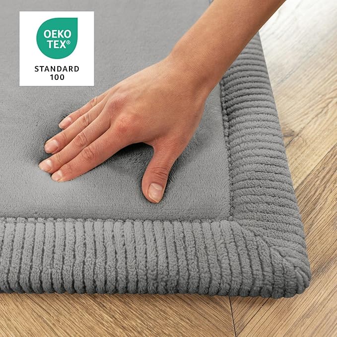 Premium Baby Playmat for Floor 80" x 110" Dark Gray – Cloudsoft Coral Velvet Memory Foam Rug for Crawling – Non-Slip, Water-Resistant, Non-Toxic, Easy-Care Muscle Mat – Thick Play Mat for Baby