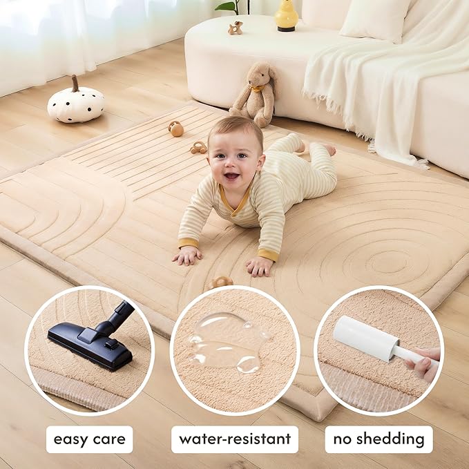 Hakuna Matte Premium Baby Playmat for Floor 60" x 80" Arches – Cloudsoft Coral Velvet Memory Foam Rug for Crawling – Non-Slip, Water-Resistant, Non-Toxic, Easy-Care, Thick Play Mat for Baby