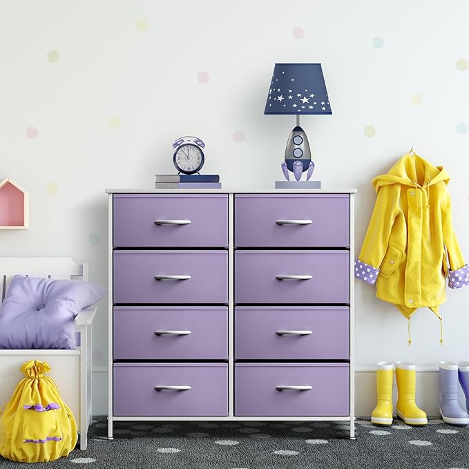 Sorbus Kids Dresser with 8 Drawers - Storage Unit Organizer Chest for Clothes - Bedroom, Kids Room, Nursery, & Closet (Purple, 31.5 x 12 x 32-8 Drawer)