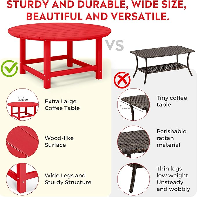 Costaelm Paradise Kids 5-Piece HDPE Outdoor Patio Round Dining Table and Chairs Set, Red