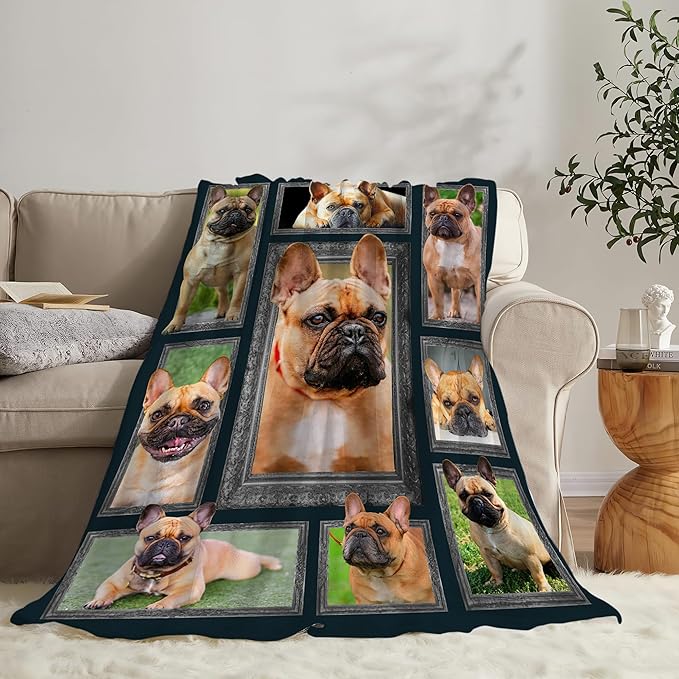 French Bulldog Gifts & Decor: Cute Dog Throw Blanket - Soft, Warm, Cozy Fleece for Couch, Sofa, Bed - 60"x50"
