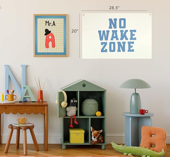 Personalized Surf Rectangular Banner Flag Wall Decor Gift for Baby Boy Girl Kids,Nursery Above Crib Bedroom Playroom Decor Decor-No Wake Zone-Baby Present Shower,Birthday Christmas Gift