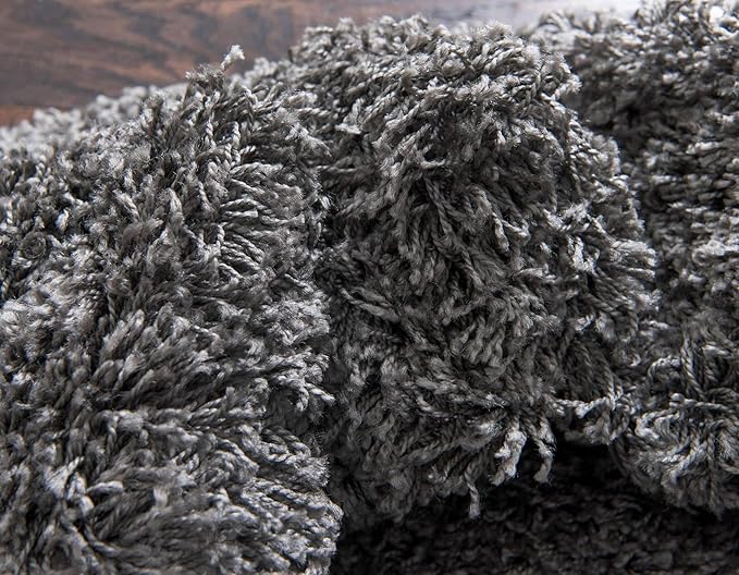 Unique Loom Solid Shag Collection Area Rug (2' 6" x 16' 5" Runner, Graphite Gray)