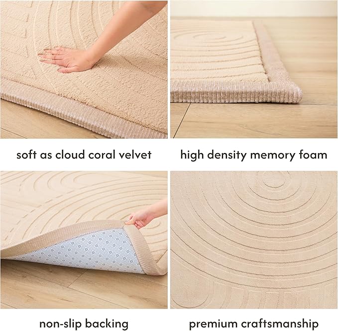 Stylish Coral Baby Play Mat for Floor 47" x 67" Arches – Soft 1" Thick High-Density Memory Foam Nursery Rug,Kids Rug with Non-Slip Backing for Crawling & Playing, Playroom Rug, Kids Carpet