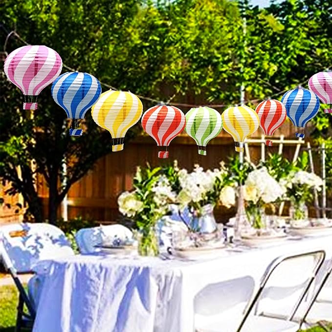 Hanging Hot Air Balloon Paper Lanterns Set, Party Decoration Birthday Wedding Christmas Party Decor Gift, 12 inch, Pack of 5 Pieces