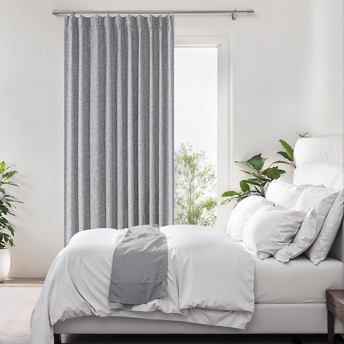 Pinch Pleated Blackout Curtain Panel with Full Blackout Liner Window Treatment Sets with Back Tab for Farmhouse Living Room Bedroom Thermal Insulated Drape with Hooks, 60"x90"x1, Dark Gray