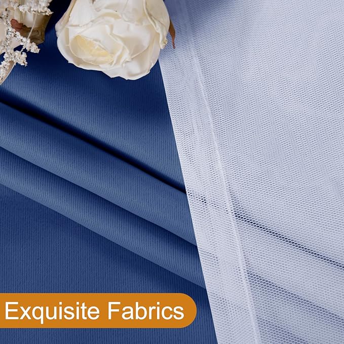 DWCN Blackout Curtains with Sheer Overlay Layered Curtains for Bedroom/Living/Dining Room Grommet Top Window Treatments with Tiebacks, 52 W by 96 L, Hazy Blue, 2 Pieces