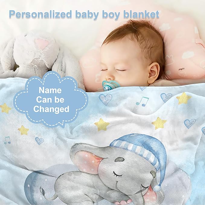 J&SBGFT Personalized Custom Baby Blanket for Boys - Customized Name Blanket for Toddlers, Kids - Nursery Stroller Crib Decor Throw - 30"x40", Color 1