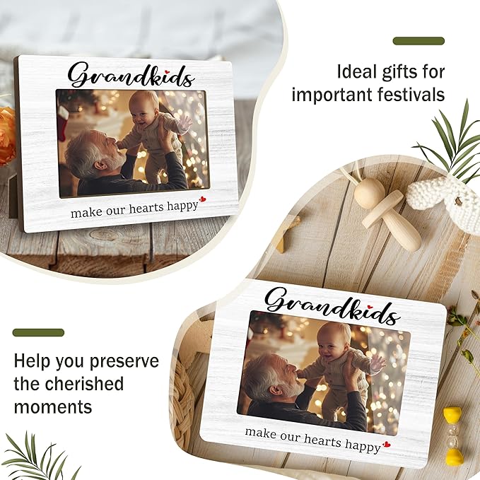 First Christmas Baby Picture Frame - Gender Reveal Decorations and Baby Shower Gifts for New Mom Grandparent Pregnancy Announcement Newborn Nursery 4 X 6 Inch Grandparent Keepsake Frame Decor - A24
