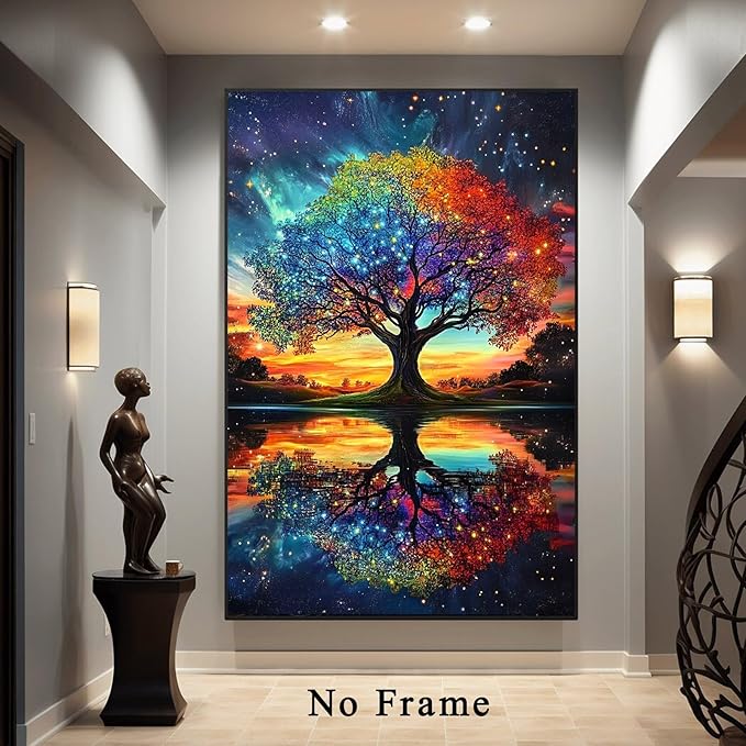 Deocorlevel Abstract Colorful Tree Canvas Prints Fantasy Abstract Prints 16x24inch Frameless Modern Tree Of Life Wall Art