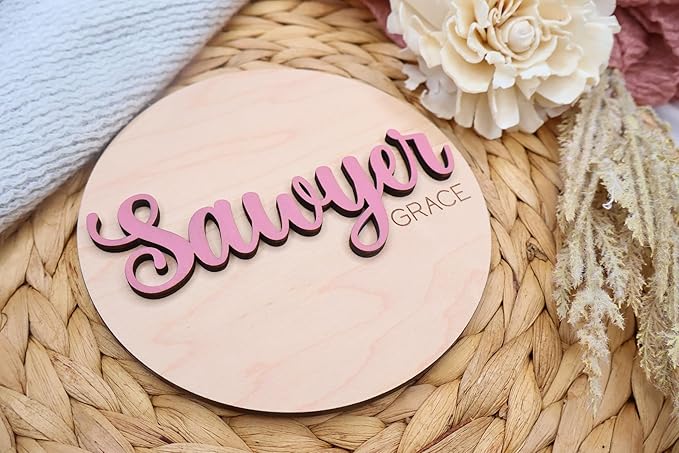 Custom Personalized 3D Baby Name Announcement Sign, Hospital Photo Prop, Welcome Infant Name Sign with 30 Colors & Multiple Sizes 4"-8"