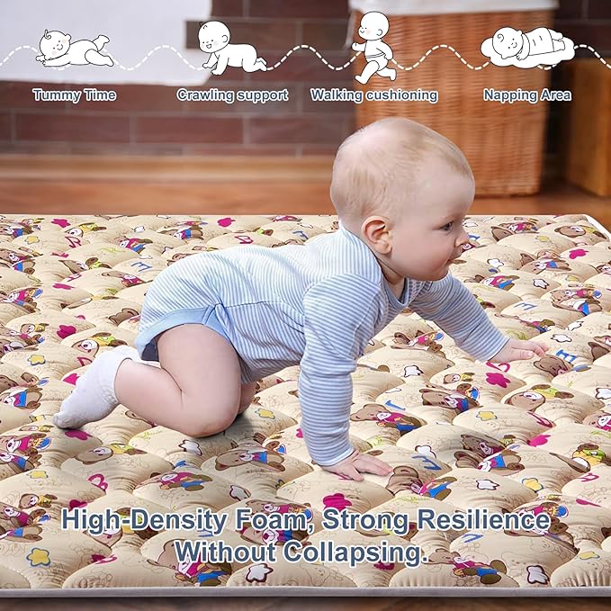 Baby Play Mat - 79" X 63",Premium Thicker Foam One-Piece Crawling Mat, Machine Washable, Extra Large Anti-Slip Activity Playmat for Babies, Toddlers & Infants