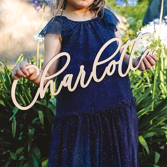Wooden Name Signs (Natural Wood) - Personalized wood letters for girl, Baby name sign, Custom name sign nursery, Toddler girl room decor, Home decor