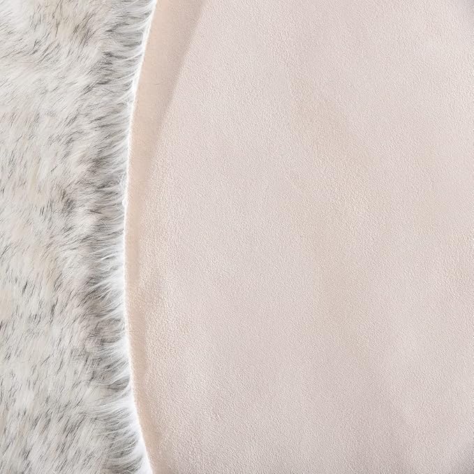 5x7 Area Rug White and Gray Washable Shaggy Faux Sheepskin Fur Rug for Living Room Large Nursery Rug Teen Room Home Décor