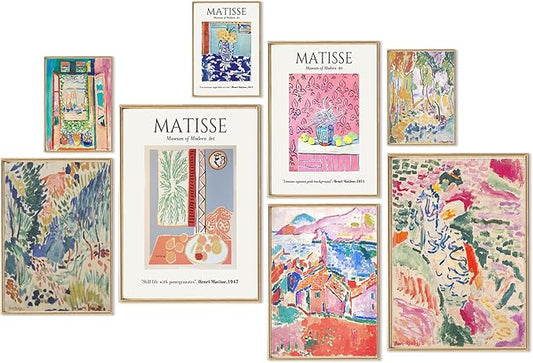 uniro Matisse Wall Art Prints, Matisse Eclectic Wall Decor, Henri Matisse Exhibition Posters for Room Aesthetic, Minimalist Abstract Vintage Gallery Canvas Paintings, Maximalist Eclectic Home Decor