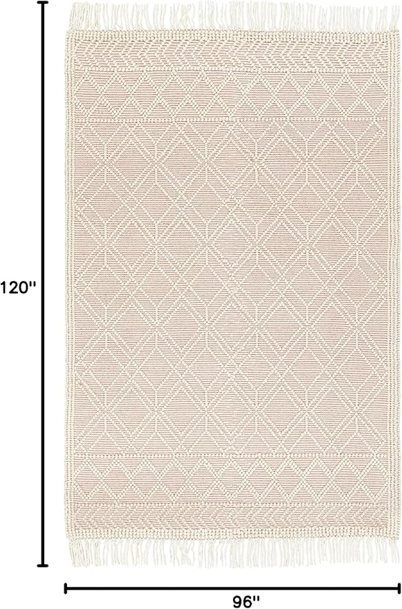 Mark&Day Wool Rugs, 8x10 Staveley Cottage Bright Pink Area Rug, Cream Pink Ivory Carpet for Living Room, Bedroom or Kitchen (8' x 10')