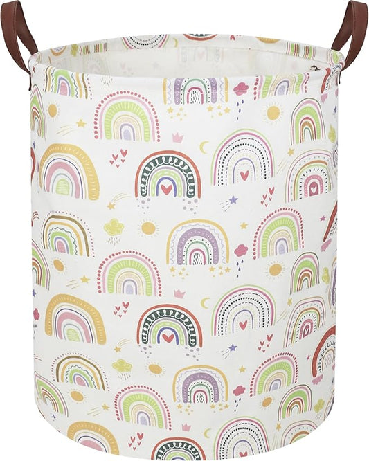 Colorful Rainbow Laundry Hamper,kids laundry Basket,Girls Nursery Hamper,Waterproof Storage Bin for Bedroom,Clothes Organizer Basket,Toys Box,Room Decor(Colorful Rainbow)