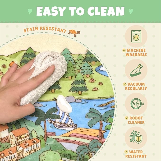 Washable Kids Rug 5x7 North America Map for Playroom – Educational Carpet for Preschool, Daycare, Classroom – Learn Geography, Animals & Landmarks – Fun Washable Activity Rug for Large Kids