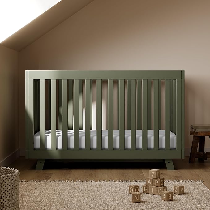 Storkcraft Beckett 3-in-1 Convertible Crib (Olive) – GREENGUARD Gold Certified, Fits Standard Crib Mattress, Converts to Toddler Bed and Daybed, 4 Adjustable Mattress Heights, Grow-with-Me Design