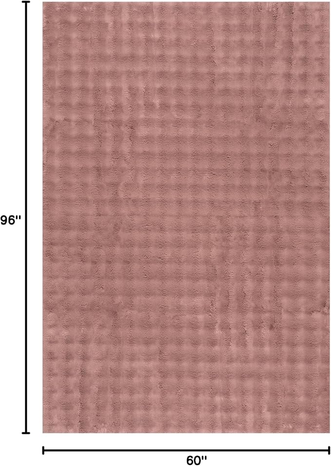nuLOOM Jeni Burgundy, 5' x 8', Solid Faux Rabbit, Fluffy and Cozy, High Traffic, Stain Resistant, Easy Clean, Durable Washable Area Rug for Bedroom, Living Room, Dining, Den, Foyer, Entryway