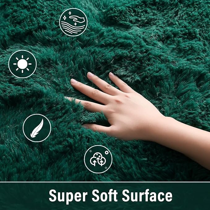 Merelax Soft Runner Rugs for Livingroom, Deep Green 2x6 Fluffy Rugs for Bedroom Bedside, Small Throw Cute Long Carpet Non Slip Area Rugs for Hallway Entryway Entryway