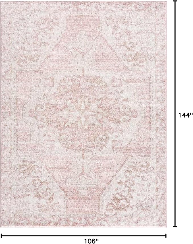 BoutiqueRugs Snead Traditional Area Rug - Pale Pink, Plum, Peach - 8'10" x 12'