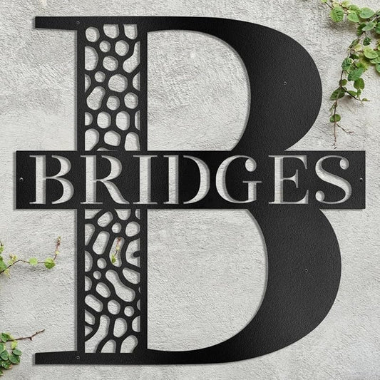 Custom Metal Signs Metal Name Sign Metal Wall Art Split Letter Monogram Wall Decor Metal Wall Art Last Name Sign Family Name Sign