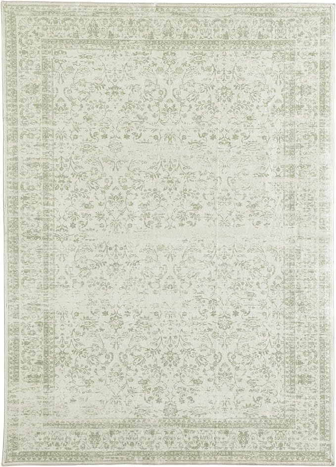Boho Font Door Mat for Indoor Entrance Washable Non Slip Vintage Floral Aesthetic 3x5 Area Rugs for Entryway Entry,Sage Green