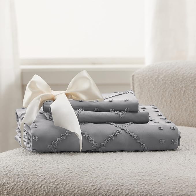 Bedsure Boho Duvet Cover Queen Size - Grey Breathable & Soft Boho Bedding, Machine Washable Comforter Cover for All Seasons, Includes 1 Duvet Cover 90"x90" with 2 Pillow Shams & Zipper Closure