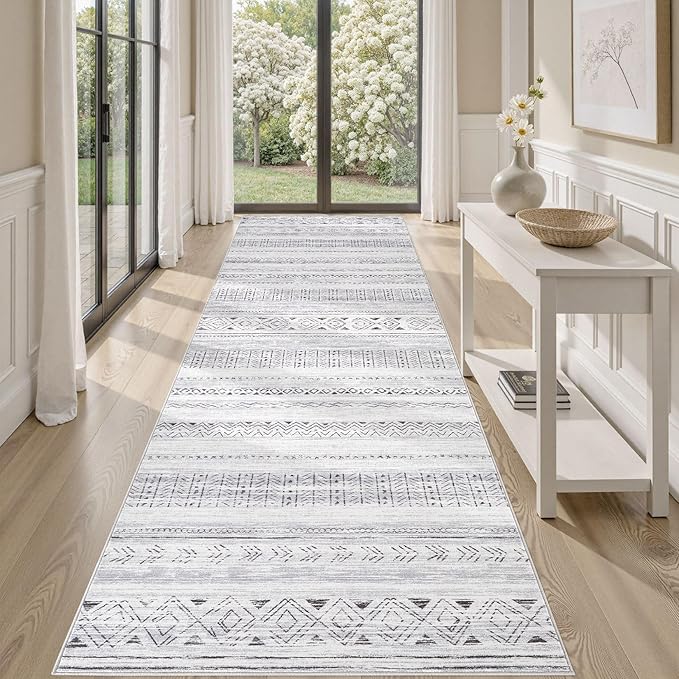 Area Rugs for Living Room Washable Living Room Rug Soft Neutral Indoor Floor Carpet Non-Slip Stain Resistant Modern Boho Rugs for Bedroom Dining Room Kids Room Nursery Office Home Dark Grey