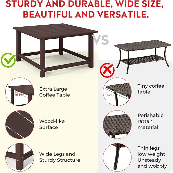 Costaelm Outdoor Kids Table, Toddler Dinner Table Baby Desk Outdoor Childrens Party Tables for Arts & Crafts, Snack Time, Multi-Activity Desk for Ages 2-8 in Classroom/Outside, Dark Brown