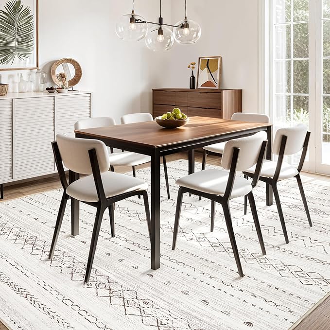 Area Rugs for Living Room Washable Living Room Rug Soft Neutral Indoor Floor Carpet Non-Slip Stain Resistant Modern Boho Rugs for Bedroom Dining Room Kids Room Nursery Office Home Light Grey