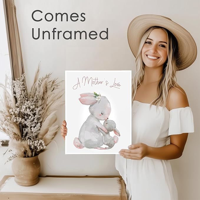 DREAM BIG PRINTABLES Mother and Child Bunny Wall Art Print - Unframed - 8x10 | Nursery Decor | Bedroom Decor | Room Decor Aesthetic | Bedroom Wall decor