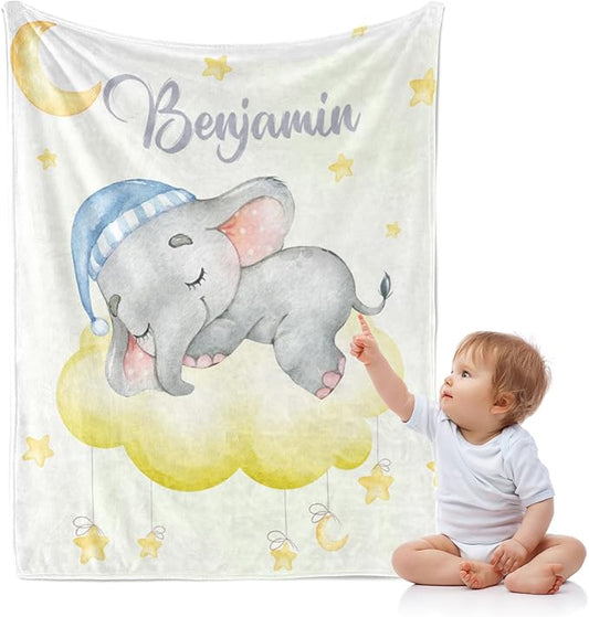 J&SBGFT Custom Baby Blanket with Name for Boys - Personalized Name Blanket, Toddlers Kids Nursery Stroller Crib Decor Throw 30"x40", Color 3
